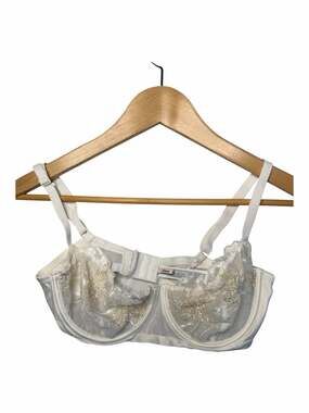 Etam White Embroidered Underwire Balconette Bra Size 32D